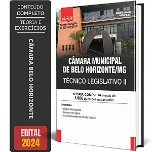 Apostila Câmara Municipal BH - Belo Horizonte Mg 2024 - Técnico Legislativo 2