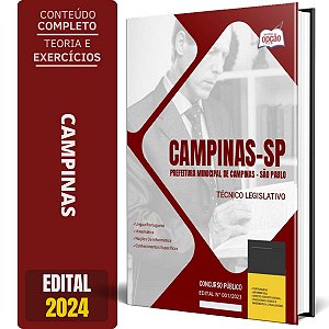 Apostila Prefeitura de Campinas SP 2024 - Técnico Legislativo