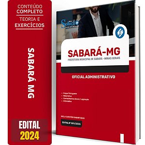 Apostila Prefeitura de Sabará MG 2024 - Oficial Administrativo