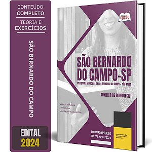 Apostila Prefeitura de São Bernardo do Campo SP 2024 - Auxiliar de Biblioteca I
