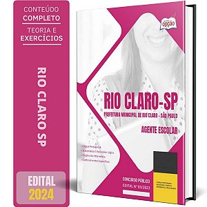 Apostila Prefeitura de Rio Claro SP 2024 - Agente Escolar