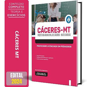 Apostila Prefeitura de Cáceres MT 2024 - Professor Licenciado em Pedagogia
