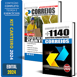 KIT Apostila CORREIOS 2024 - Carteiro + Caderno de Exercícios - 1140 Questões
