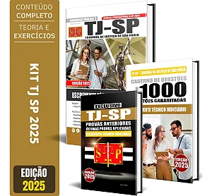 Kit Apostila TJ SP 2025 - Escrevente + Provas Anteriores + Livro de Testes