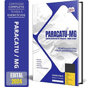 Apostila Câmara de Paracatu MG 2024 - Técnico Legislativo - Função Administrativa