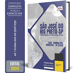 Apostila Prefeitura de São José do Rio Preto SP 2024 - GCM - Guarda Civil Municipal - 3ª Classe