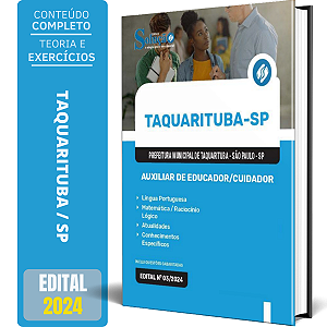 Apostila Prefeitura de Taquarituba SP 2024 - Auxiliar de Educador/Cuidador
