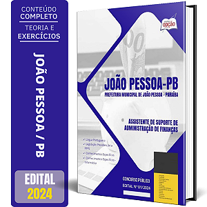 Apostila Prefeitura de João Pessoa PB 2024 - Assistente de Suporte de Administração de Finanças