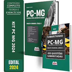 Kit Apostila PC MG 2024 - Perito Criminal Área I + Caderno de Questões