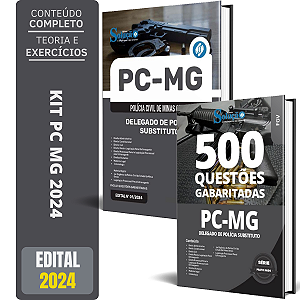 Kit Apostila PC MG 2024 - Delegado de Polícia Substituto + Caderno de Testes
