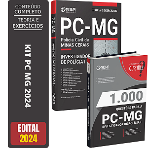 KIT PC MG 2024 - Polícia Civil - Investigador + Livro de Questões - PC Minas Gerais