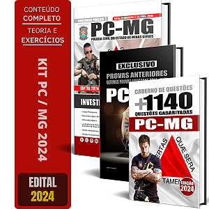 Kit Apostila PC MG 2024- INVESTIGADOR + Provas + Testes