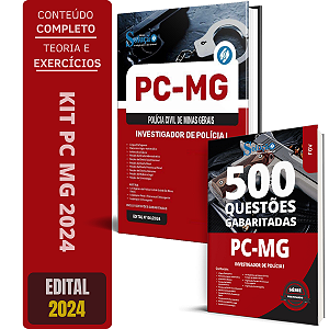 Kit Apostila PC MG 2024 - Investigador de Polícia 1 + Testes