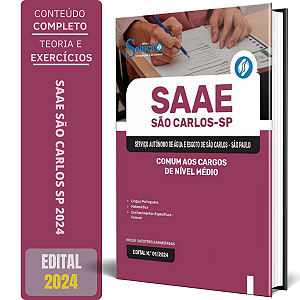 Apostila SAAE São Carlos SP 2024 - Comum aos Cargos de Nível Médio