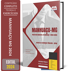 Apostila Prefeitura de Manhuaçu MG 2024 - Agente de Serviços Públicos - Geral
