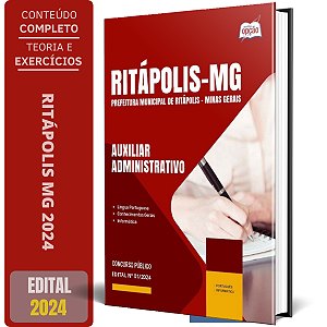 Apostila Prefeitura de Ritápolis - MG 2024 - Auxiliar Administrativo, Auxiliar de Biblioteca, Auxiliar de Secretaria