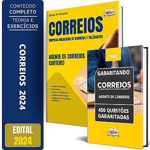 Kit Concurso Agente De Correios 2024 - Apostila Carteiro + Caderno De Exercícios