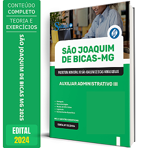 Apostila Prefeitura de São Joaquim de Bicas MG 2025 - Auxiliar Administrativo III