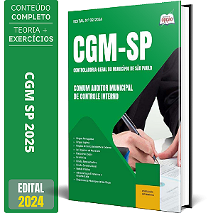 Apostila CGM-SP 2025 - Comum Auditor Municipal de Controle Interno: Geral, Correição e Infraestrutura - Provas 1 e 2