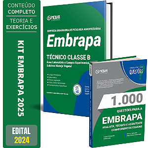Combo EMBRAPA 2025 - Apostila Técnico Classe B - Manejo Vegetal + Caderno de Questões