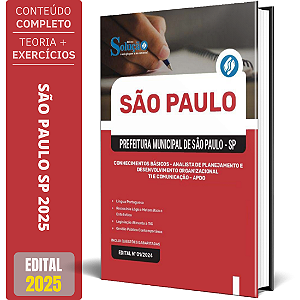 Apostila Prefeitura de São Paulo - SP 2025 - Analista de Planejamento e Desenvolvimento Organizacional (TI)
