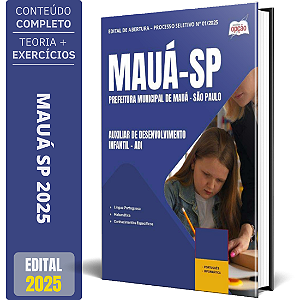 Apostila Prefeitura de Mauá SP 2025 - Auxiliar de Desenvolvimento Infantil - ADI