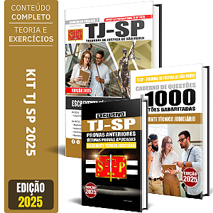 Kit Apostila Completa TJ SP 2025 - Escrevente + Provas Anteriores + 1000 Questões