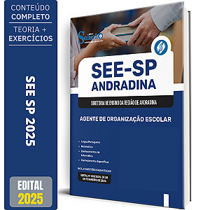 Apostila SEE SP Andradina 2025 - Agente de Organização Escolar