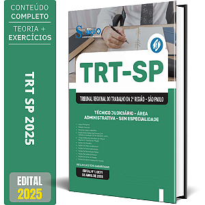 Apostila TRT SP 2ª Região 2025 - Técnico Judiciário - Área Administrativa - Sem Especialidade