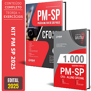 Kit Apostila + Caderno de Testes para PM-SP CFO 2025 para o cargo de Aluno Oficial