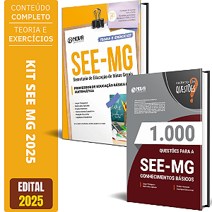 Kit Apostila SEE-MG 2025 - Professor de Educação Básica (PEB) - Matemática + Testes