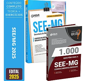 Kit Apostila SEE MG 2025 - Especialista Educação Básica EBB + Testes