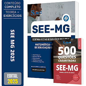 Kit Apostila SEE MG 2025 - Matemática - Professor Educação Básica
