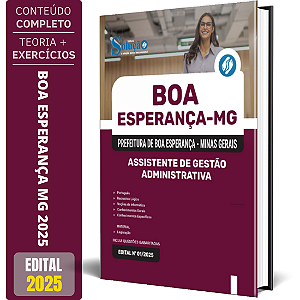 Apostila Prefeitura de Boa Esperança MG 2025 - Assistente de Gestão Administrativa