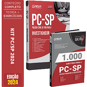 KIT Apostila PC SP 2025 - Investigador de Polícia + Livro 1000 Questões
