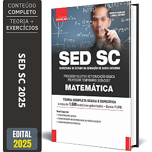 Apostila SED SC 2025 - Professor Temporário - Matemática