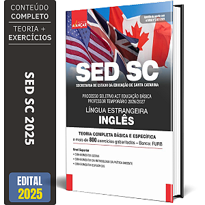 Apostila SED SC 2025 - Professor Temporário - Inglês