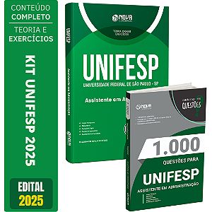 Kit Apostila + Caderno de Testes UNIFESP 2025 - Assistente em Administração