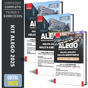 Kit Apostila Analista Administrativo ALEGO 2025 - Teoria + Testes
