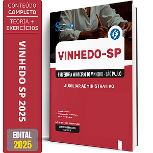 Apostila Prefeitura de Vinhedo SP 2025 - Auxiliar Administrativo