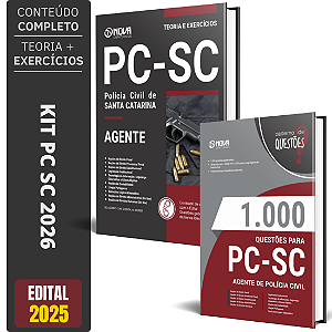 Kit Apostila PC SC 2026 - Agente De Polícia Civil + Testes