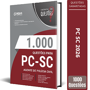 Livro 1000 Questões Gabaritadas para PC SC 2025 - Agente de Polícia Civil