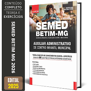Apostila SEMED Betim Mg 2026 - Auxiliar Administrativo