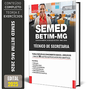 Apostila SEMED Betim Mg 2026 - Técnico De Secretaria