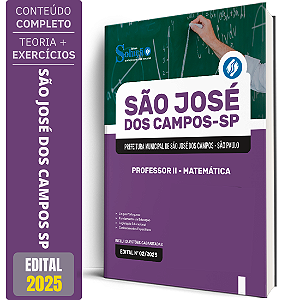 Apostila Prefeitura São José dos Campos SP 2026 - Professor 2 - Matemática