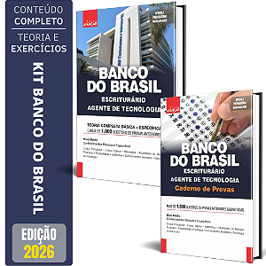 Kit Apostila Banco Do Brasil 2026 - Escriturário Agente Tecnologia