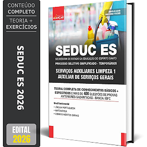 Apostila Seduc Es 2026 - Pss - Auxiliar De Serviços Gerais