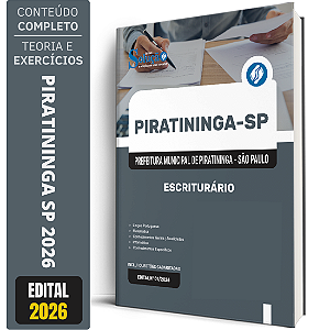 Apostila Prefeitura de Piratininga SP 2026 - Escriturário