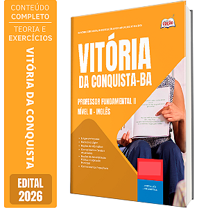 Apostila Prefeitura de Vitória da Conquista BA 2026 - Professor Fundamental 2 Nível 2 - Inglês