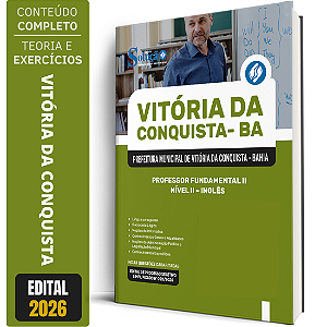 Apostila Prefeitura de Vitória da Conquista BA 2026 Professor Fundamental 2 - Inglês